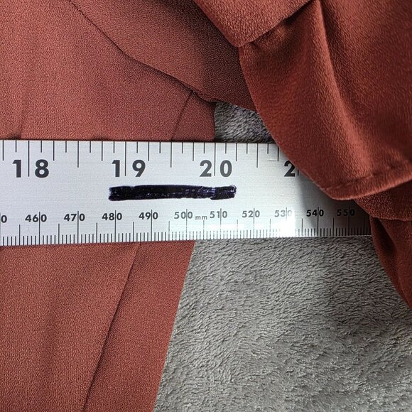 Womens June & Hudson Rust High-Low Maxi Wrap Dress Ruffled Sleeves & Tie Waist L - Picture 6 of 8